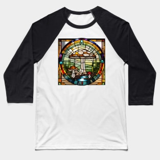 River Rock Mushroom Stained Glass Baseball T-Shirt